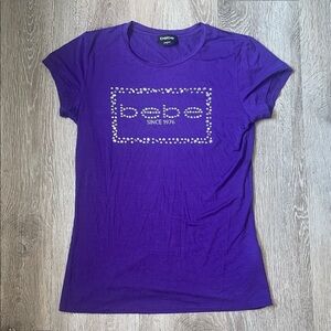 Bebe Women's Vibrant Purple Logo Tee